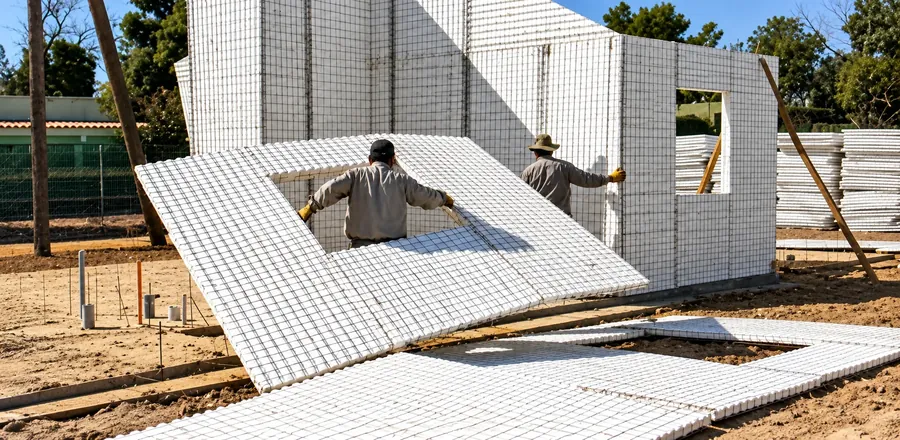 Operarios montando un panel Cassaforma en obra